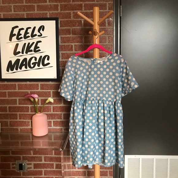 The White Pepper Dresses & Skirts - 🦋 THE WHITEPEPPER BABYDOLL POLKA DOT BLUE DRESS